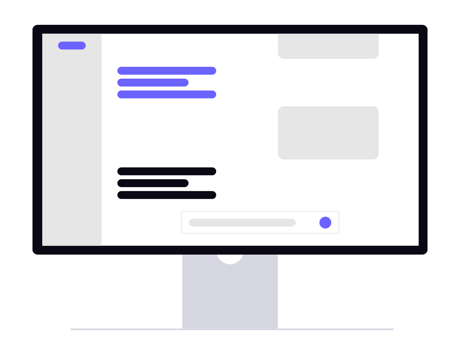 Illustration of a screen with a search bar querying the live record